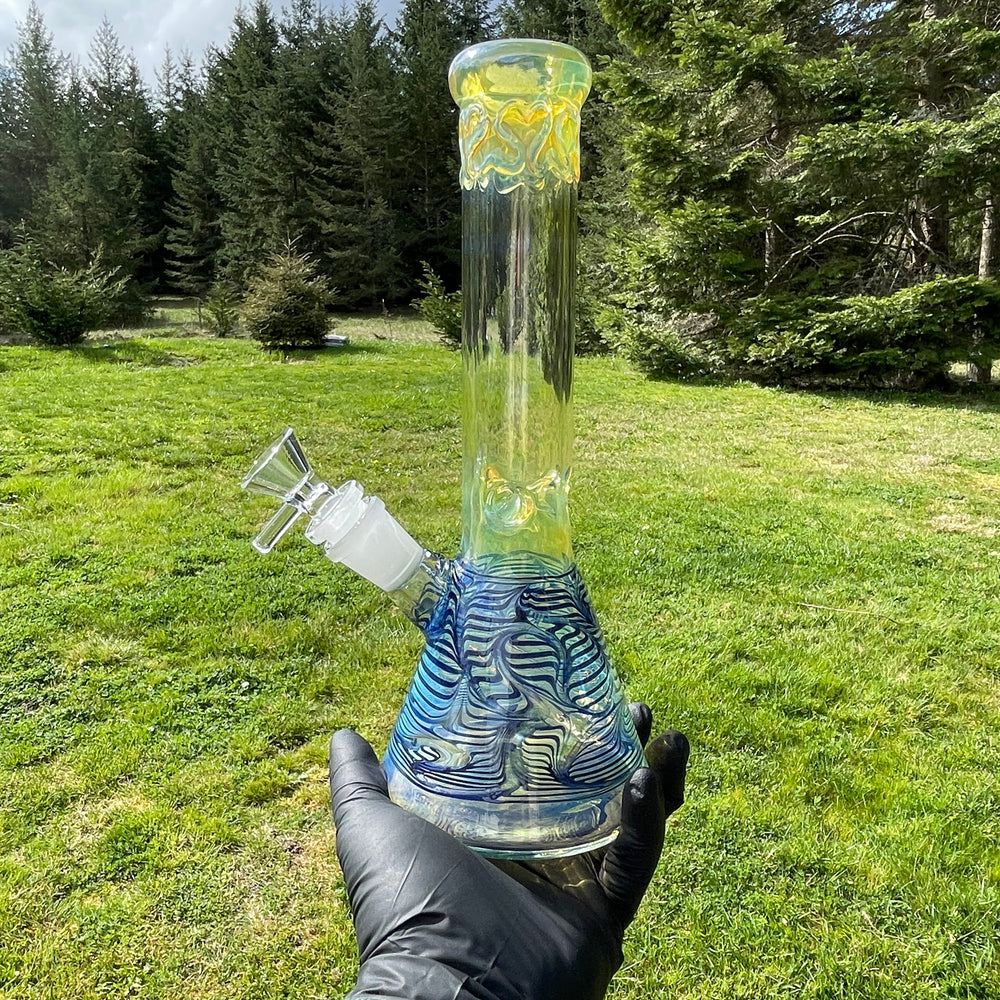 10" Ripple Fume Beaker Bong Glass Pipe TG   