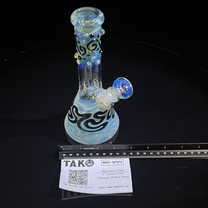 8" Fumed Color Squiggle Beaker Bong Glass Pipe Mary Jane's Glass