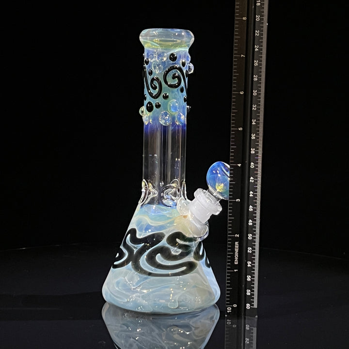 8" Fumed Color Squiggle Beaker Bong Glass Pipe Mary Jane's Glass