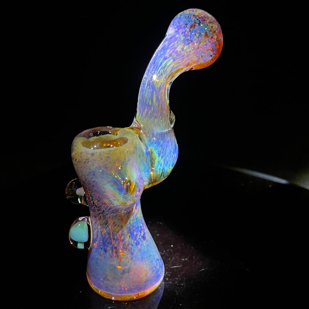 Purple Magic Mushroom Opal Standup Sherlock Bubbler Glass Pipe Beezy Glass   