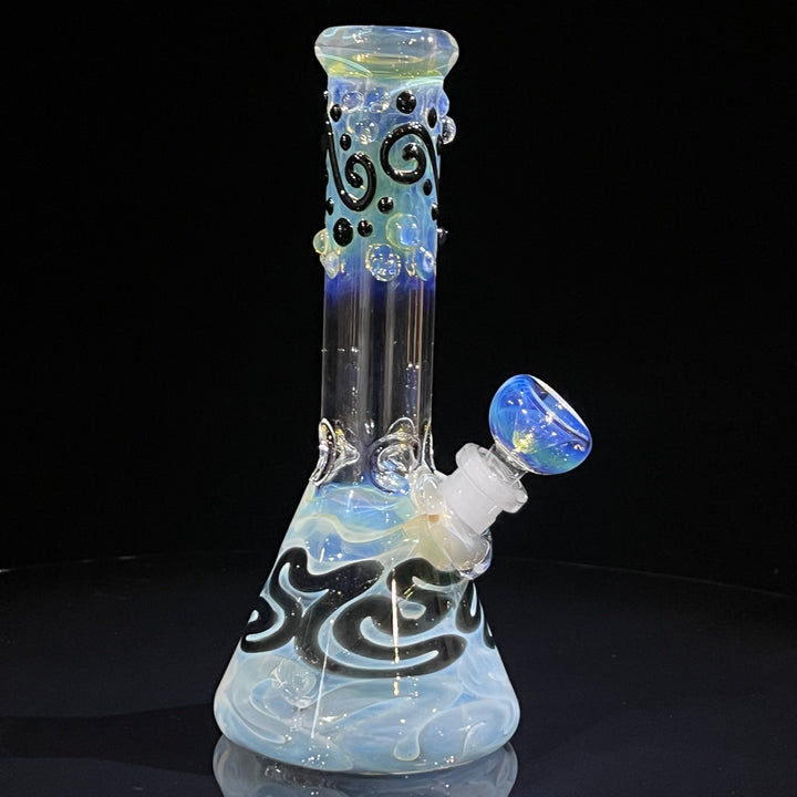 8" Fumed Color Squiggle Beaker Bong Glass Pipe Mary Jane's Glass
