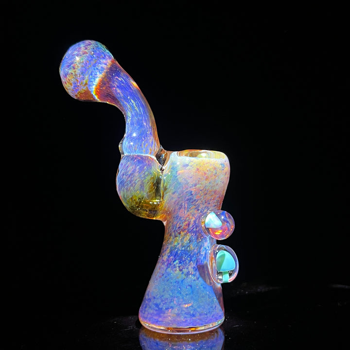 Purple Magic Mushroom Opal Standup Sherlock Bubbler Glass Pipe Beezy Glass   