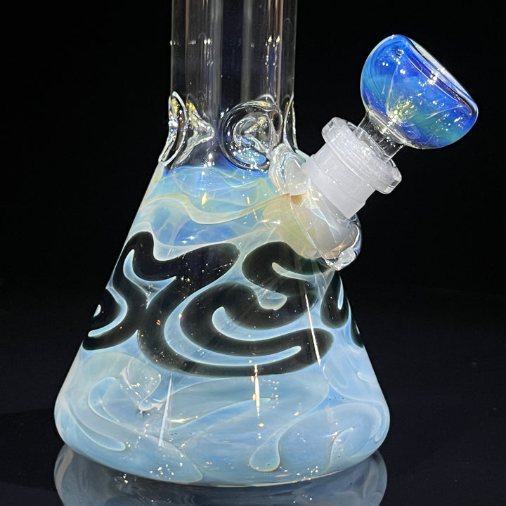 8" Fumed Color Squiggle Beaker Bong Glass Pipe Mary Jane's Glass