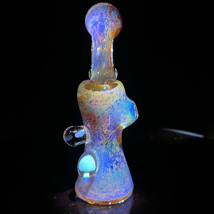 Purple Magic Mushroom Opal Standup Sherlock Bubbler Glass Pipe Beezy Glass   