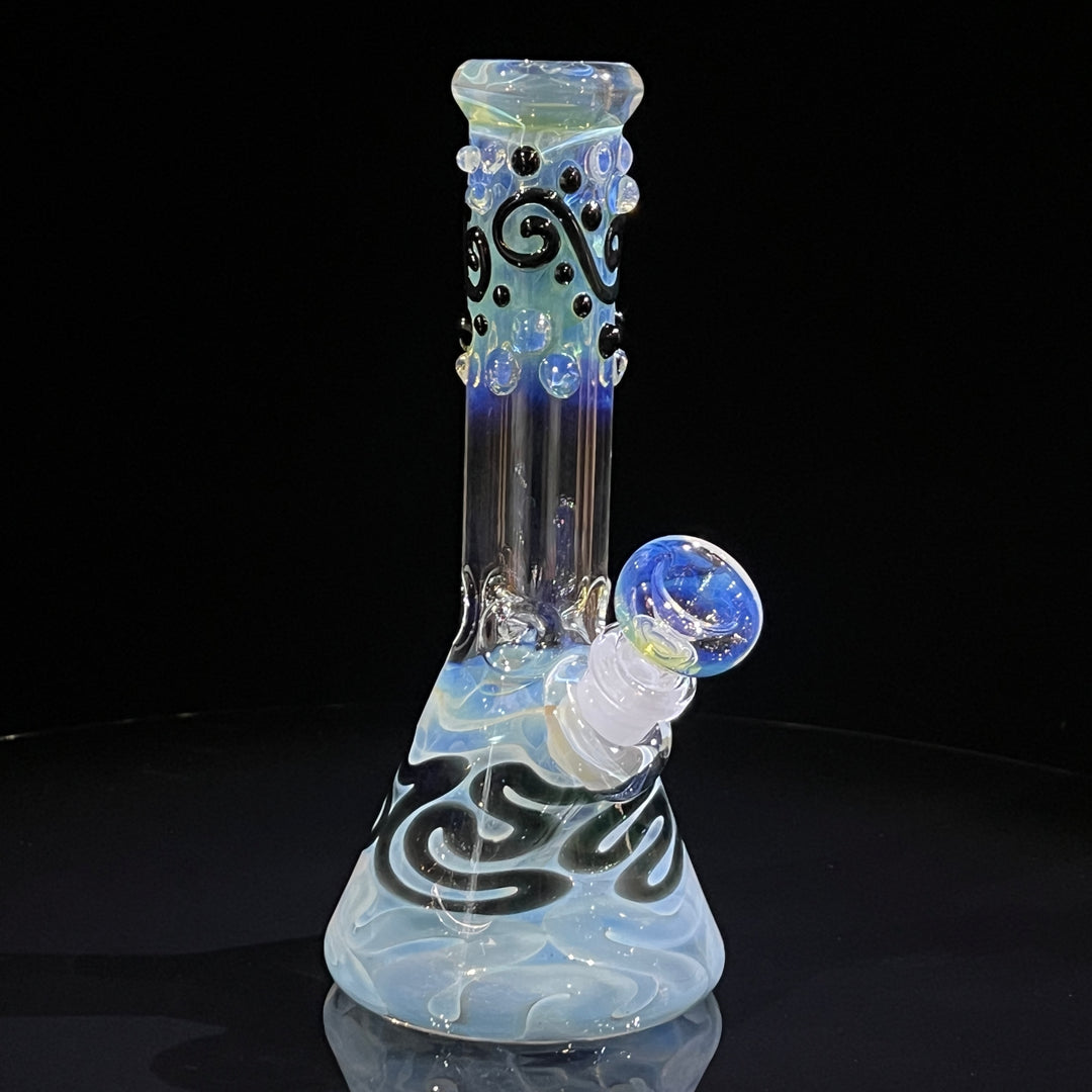 8" Fumed Color Squiggle Beaker Bong Glass Pipe Mary Jane's Glass