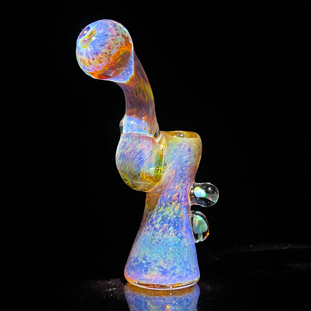 Purple Magic Mushroom Opal Standup Sherlock Bubbler Glass Pipe Beezy Glass   