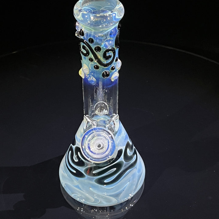 8" Fumed Color Squiggle Beaker Bong Glass Pipe Mary Jane's Glass