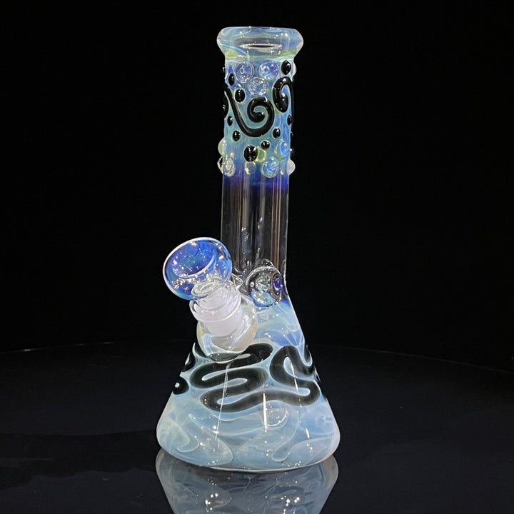 8" Fumed Color Squiggle Beaker Bong Glass Pipe Mary Jane's Glass