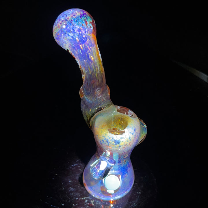 Purple Magic Mushroom Opal Standup Sherlock Bubbler Glass Pipe Beezy Glass   