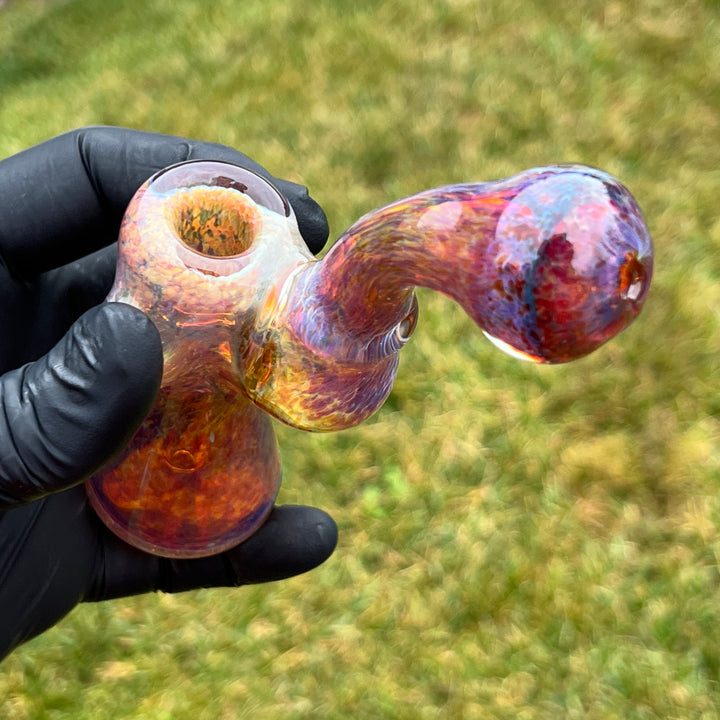 Purple Magic Mushroom Opal Standup Sherlock Bubbler Glass Pipe Beezy Glass   