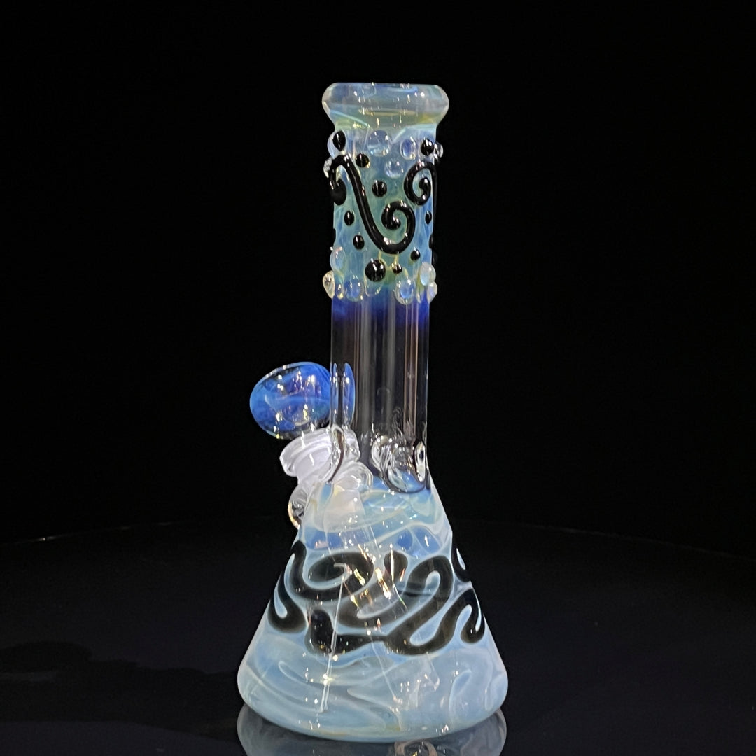 8" Fumed Color Squiggle Beaker Bong Glass Pipe Mary Jane's Glass