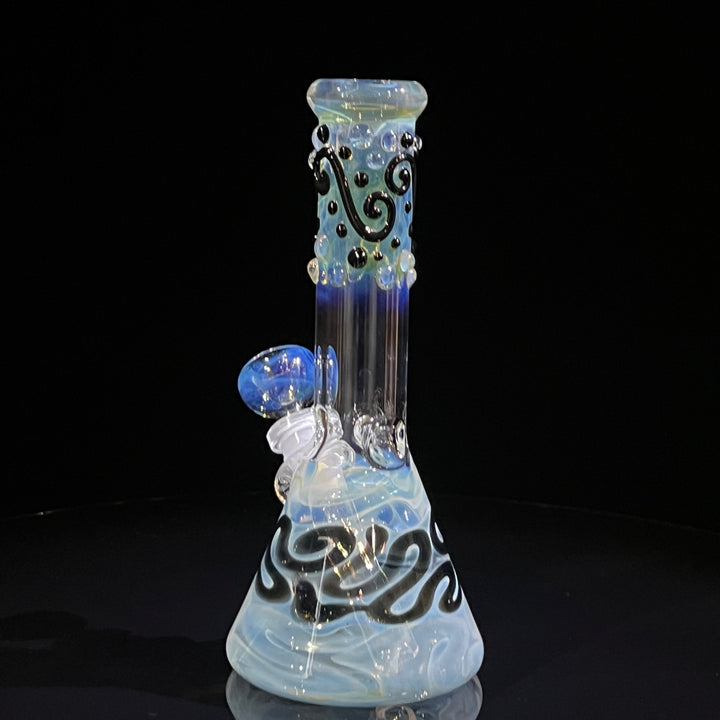8" Fumed Color Squiggle Beaker Bong Glass Pipe Mary Jane's Glass