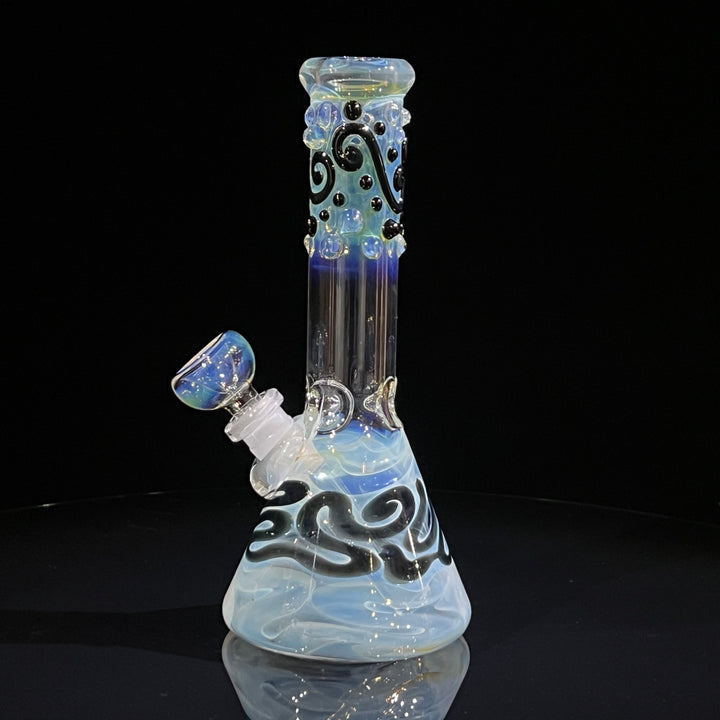 8" Fumed Color Squiggle Beaker Bong Glass Pipe Mary Jane's Glass