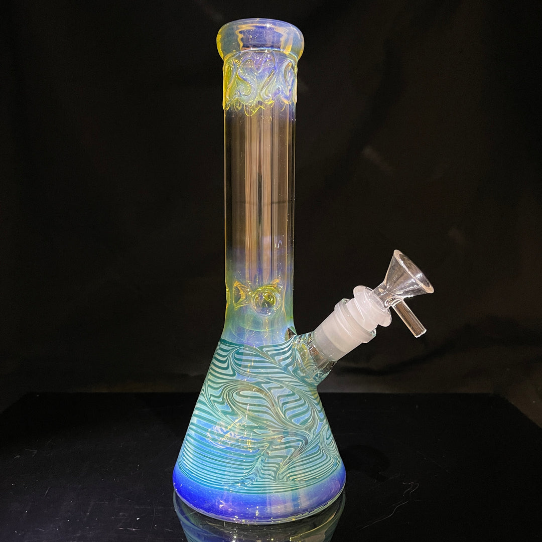 10" Ripple Fume Beaker Bong Glass Pipe TG   