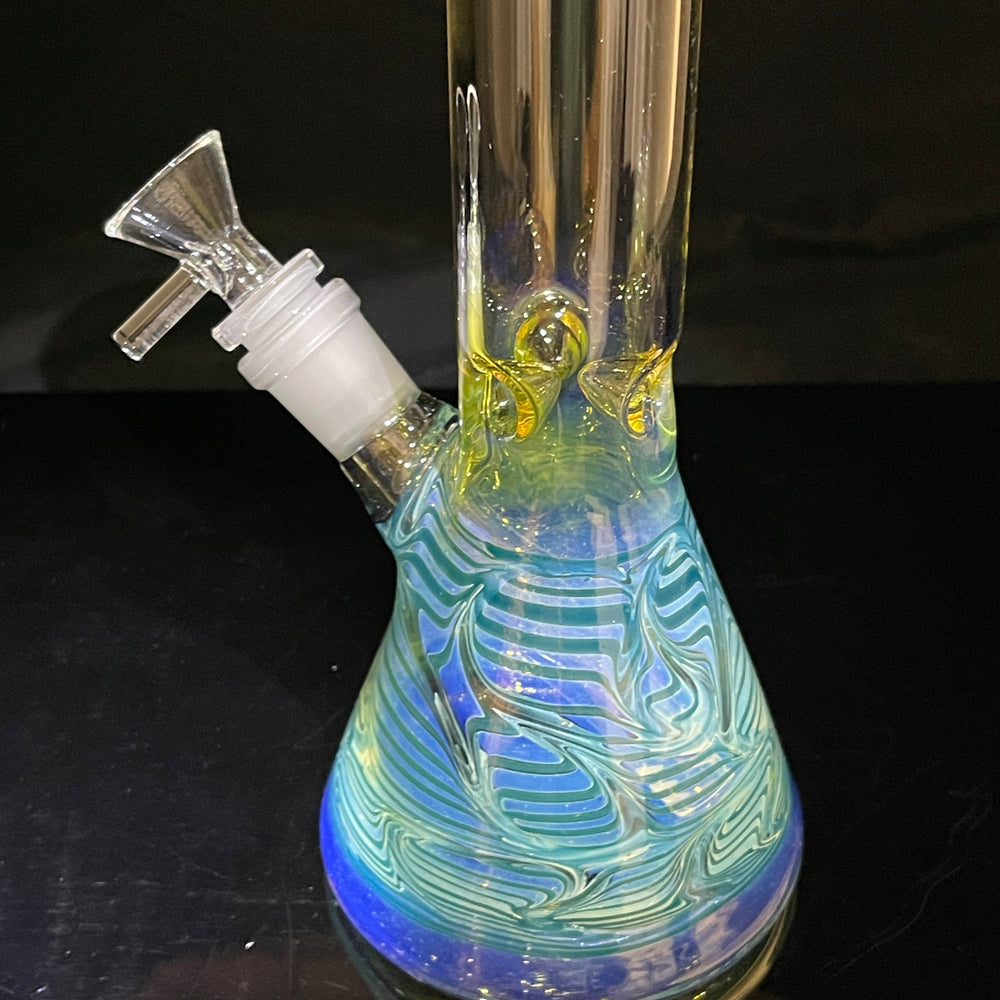 10" Ripple Fume Beaker Bong Glass Pipe TG   