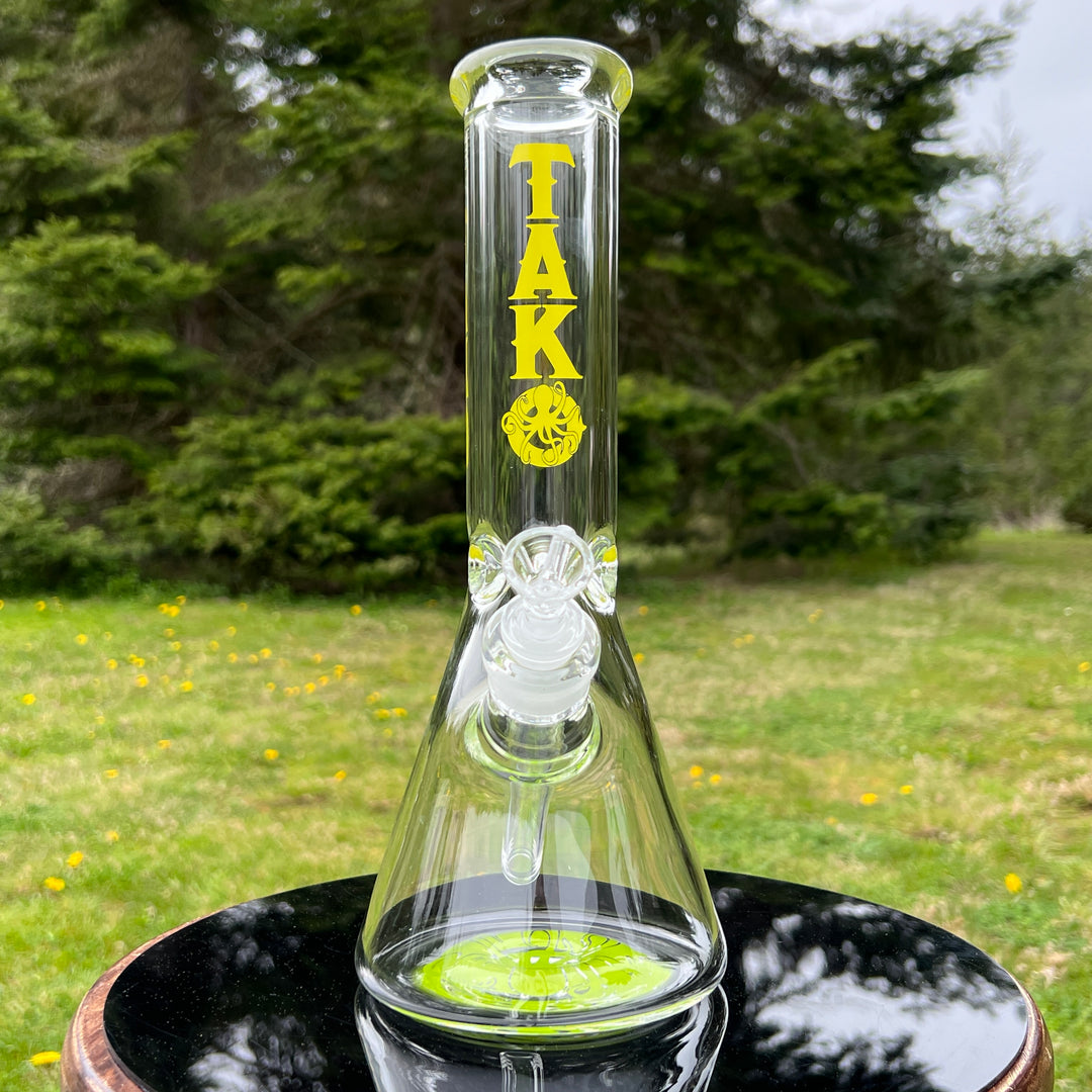 9 mm TAKO Label Beaker Bong 12" - Green Glass Pipe TG   