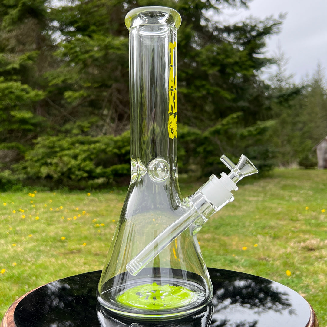 9 mm TAKO Label Beaker Bong 12" - Green Glass Pipe TG   