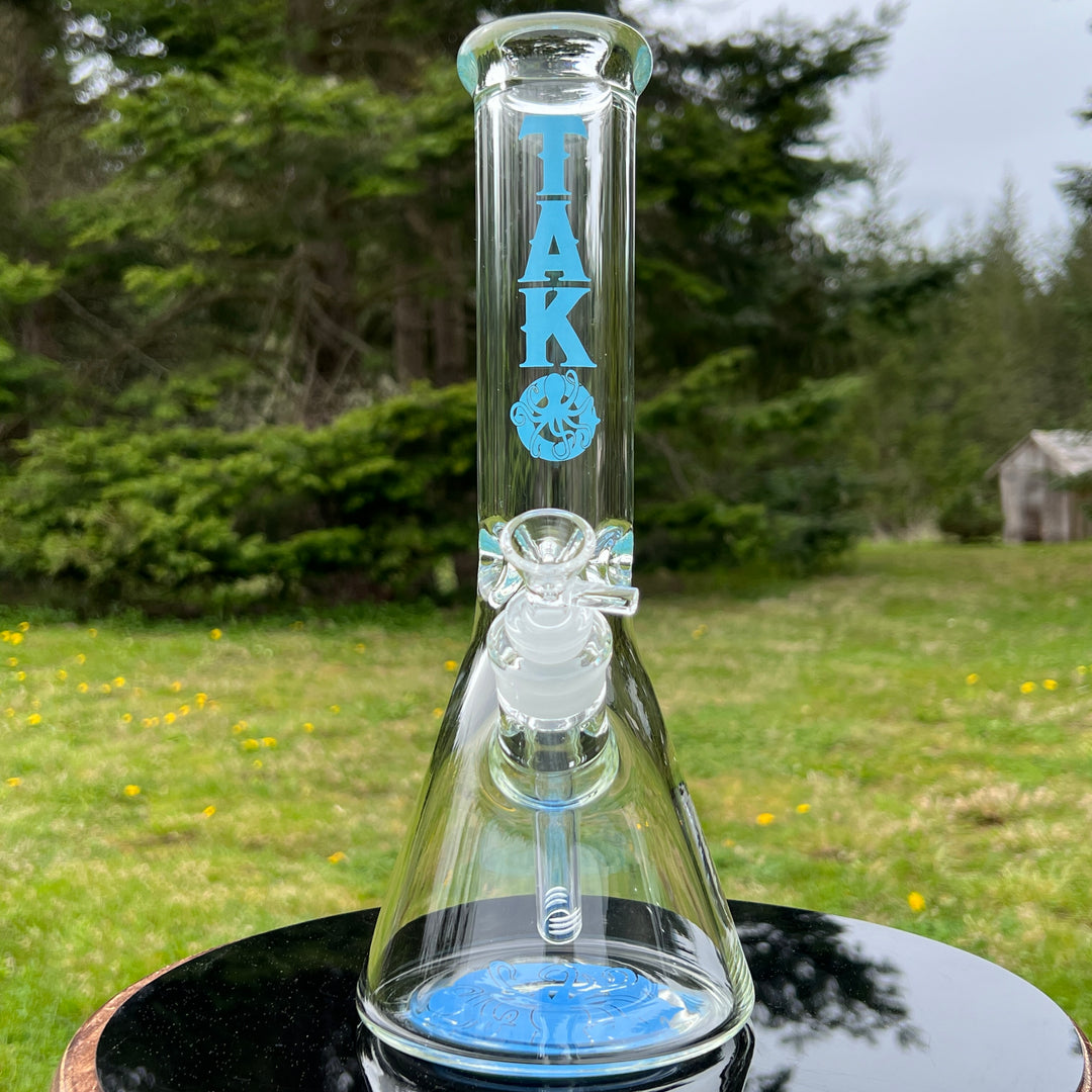 9 mm TAKO Label Beaker Bong 12" - Blue Glass Pipe TG   