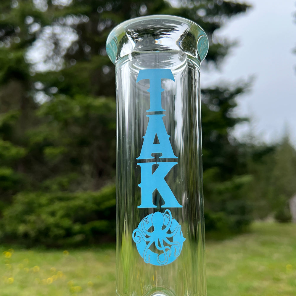 9 mm TAKO Label Beaker Bong 12" - Blue Glass Pipe TG   