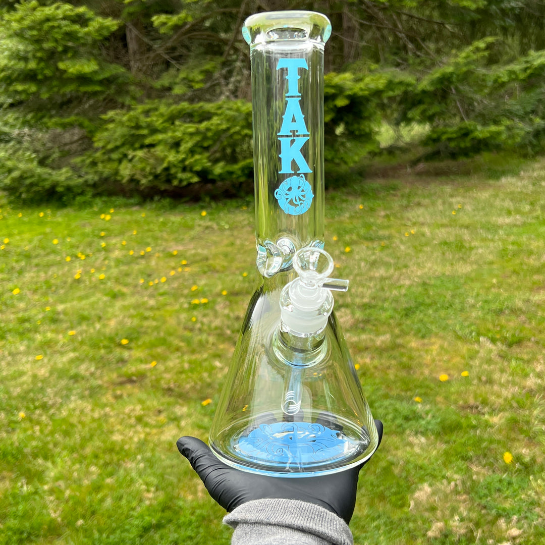 9 mm TAKO Label Beaker Bong 12" - Blue Glass Pipe TG   