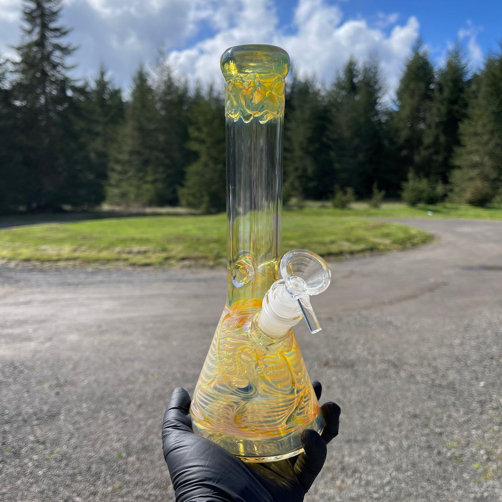 10" Ripple Fume Beaker Bong Glass Pipe TG   