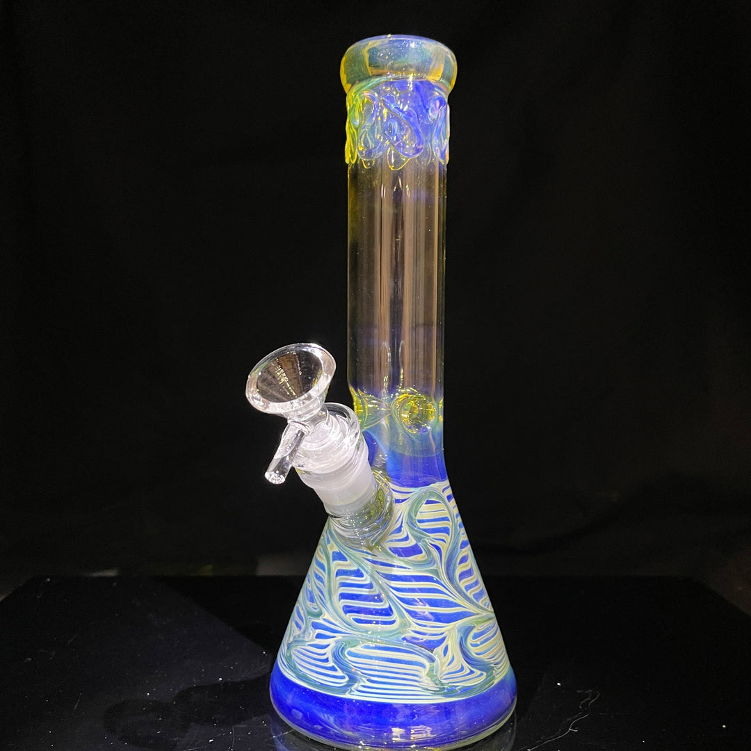 10" Ripple Fume Beaker Bong Glass Pipe TG   