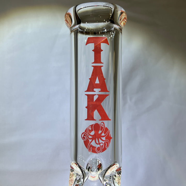 9 mm TAKO Label Beaker Bong 12" - Red Glass Pipe TG   