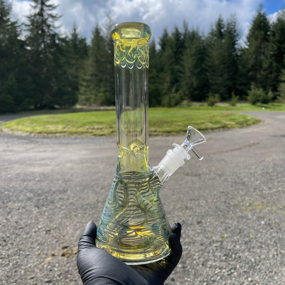 10" Ripple Fume Beaker Bong Glass Pipe TG   