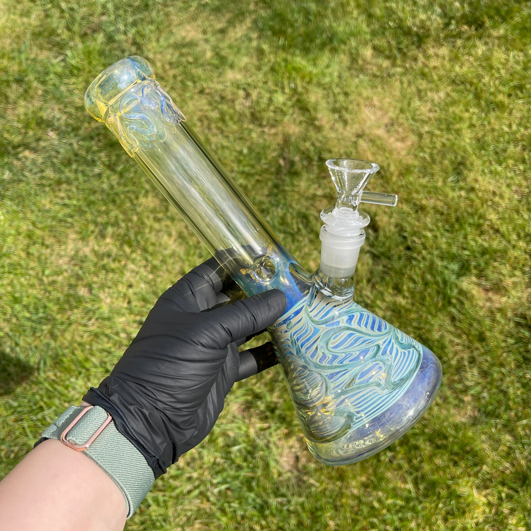 10" Ripple Fume Beaker Bong Glass Pipe TG   