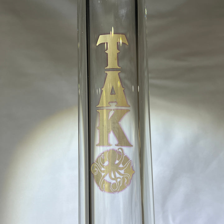 9 mm TAKO Label Beaker Bong 18" - Gold and Black Glass Pipe TG   