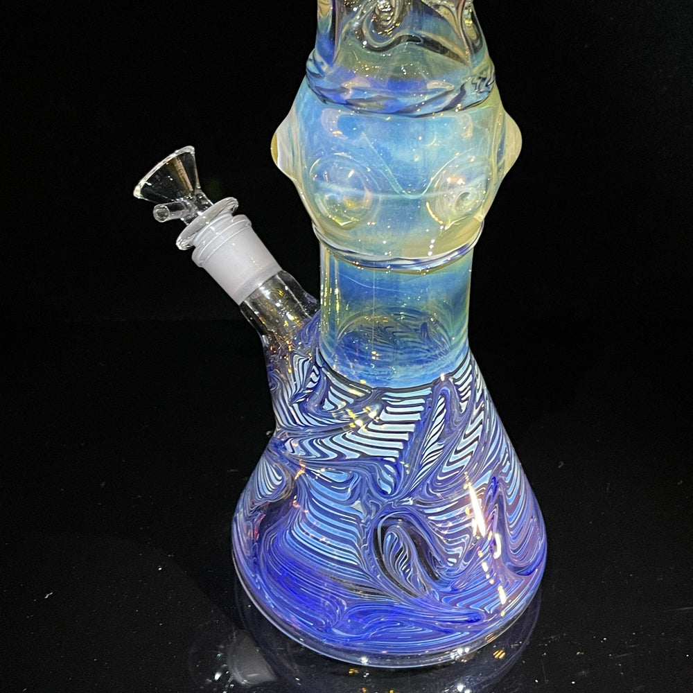 50x5 16" Ripple Fume Beaker Bong Glass Pipe TG   