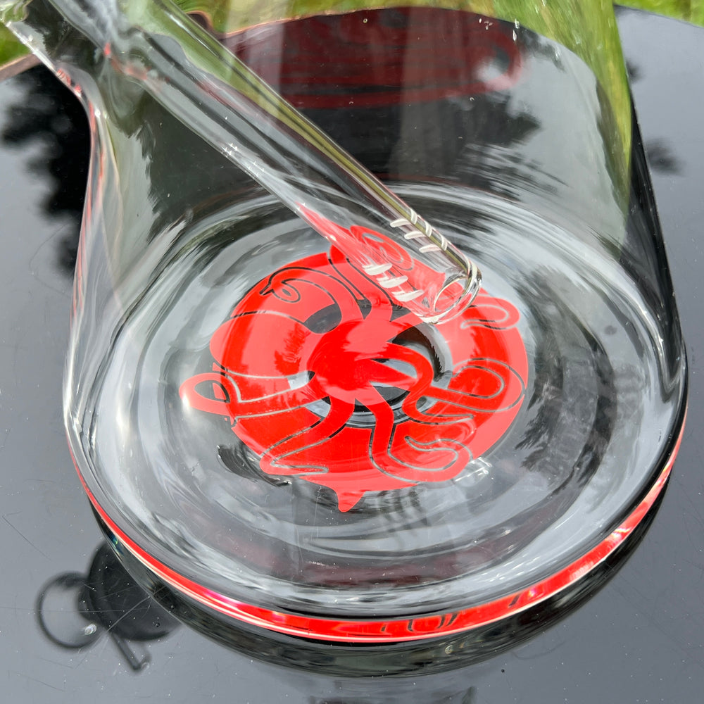 9 mm TAKO Label Beaker Bong 12" - Red Glass Pipe TG   