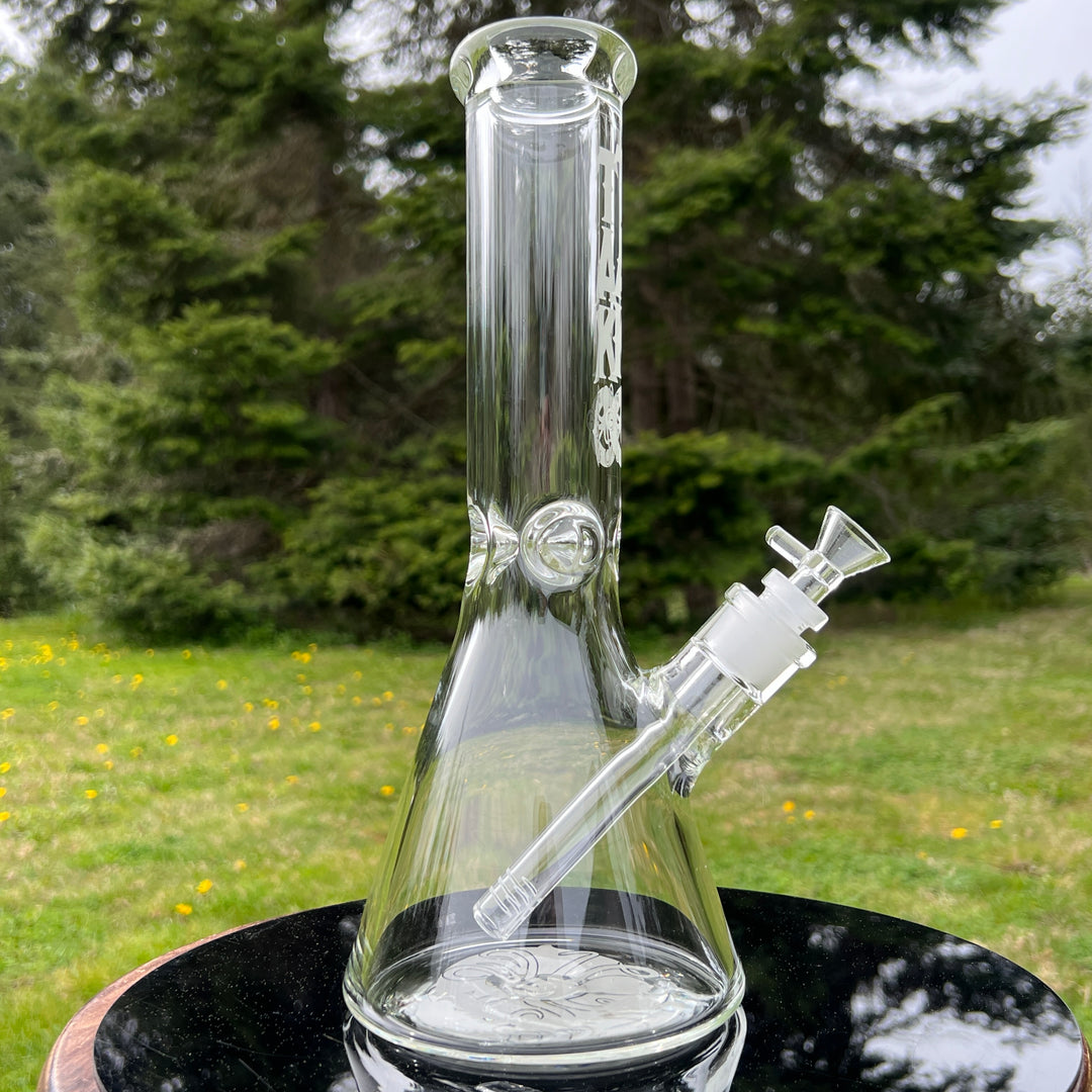 9 mm TAKO Label Beaker Bong 12" - Glow in the Dark Glass Pipe TG   