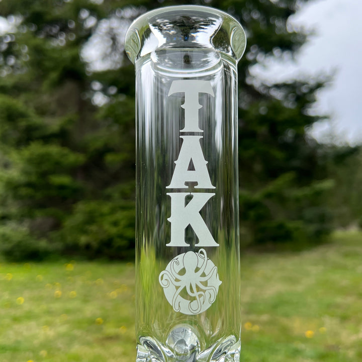 9 mm TAKO Label Beaker Bong 12" - Glow in the Dark Glass Pipe TG   
