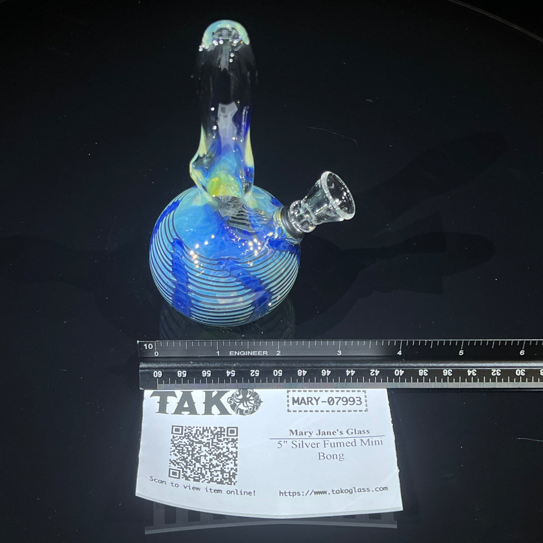 5" Silver Fumed Mini Bong Glass Pipe Mary Jane's Glass