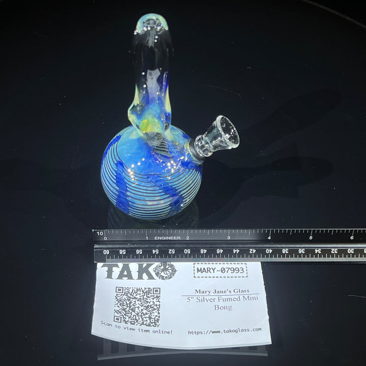 5" Silver Fumed Mini Bong Glass Pipe Mary Jane's Glass