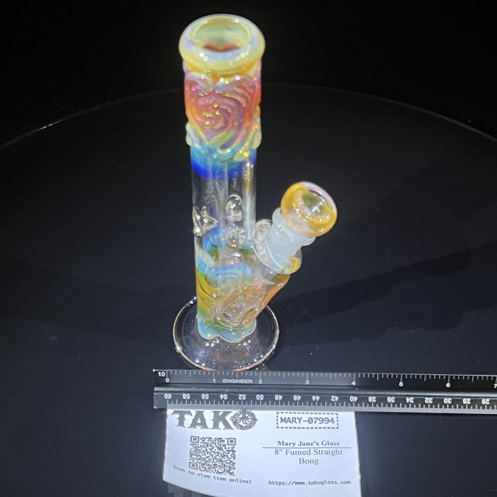 8" Fumed Straight Bong Glass Pipe Mary Jane's Glass