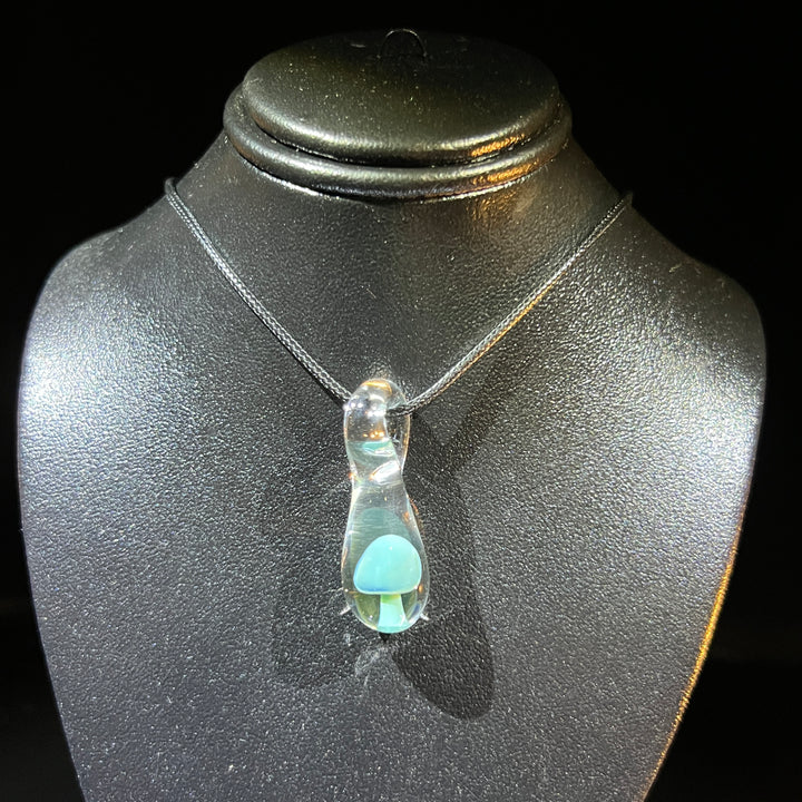 Blue Mushroom Drop Pendant Jewelry Beezy Glass   