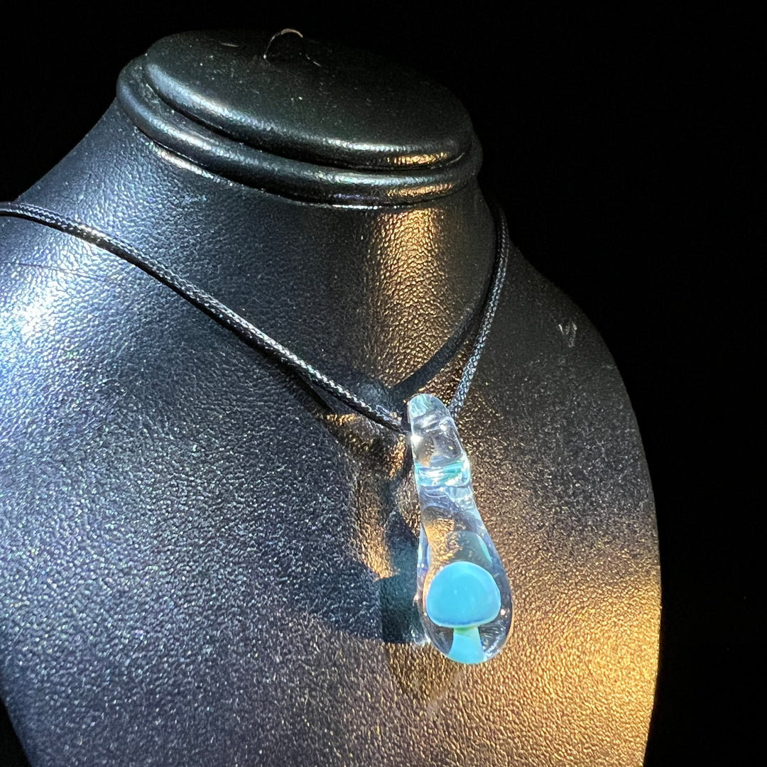 Blue Mushroom Drop Pendant Jewelry Beezy Glass   