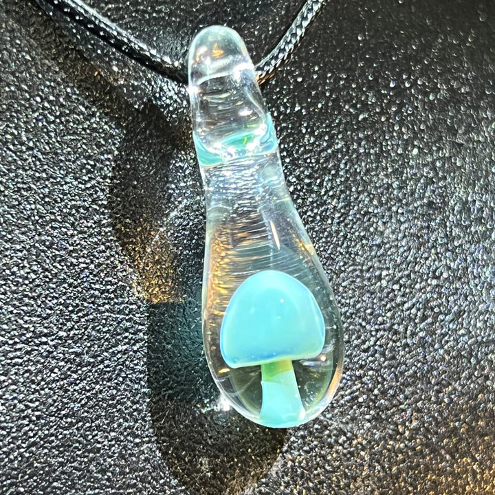 Blue Mushroom Drop Pendant Jewelry Beezy Glass   