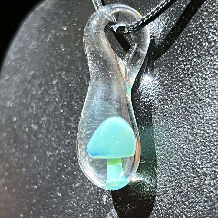 Blue Mushroom Drop Pendant Jewelry Beezy Glass   