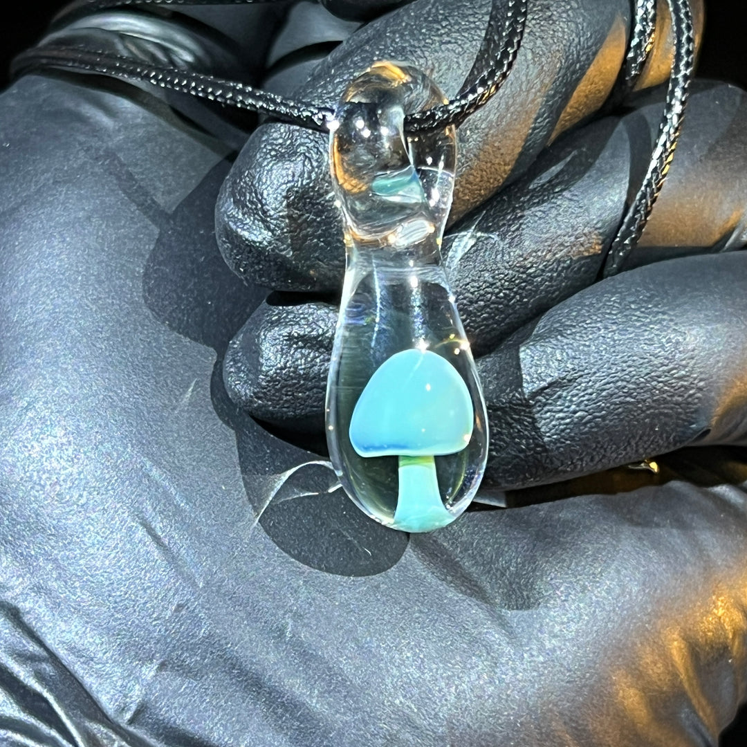 Blue Mushroom Drop Pendant Jewelry Beezy Glass   