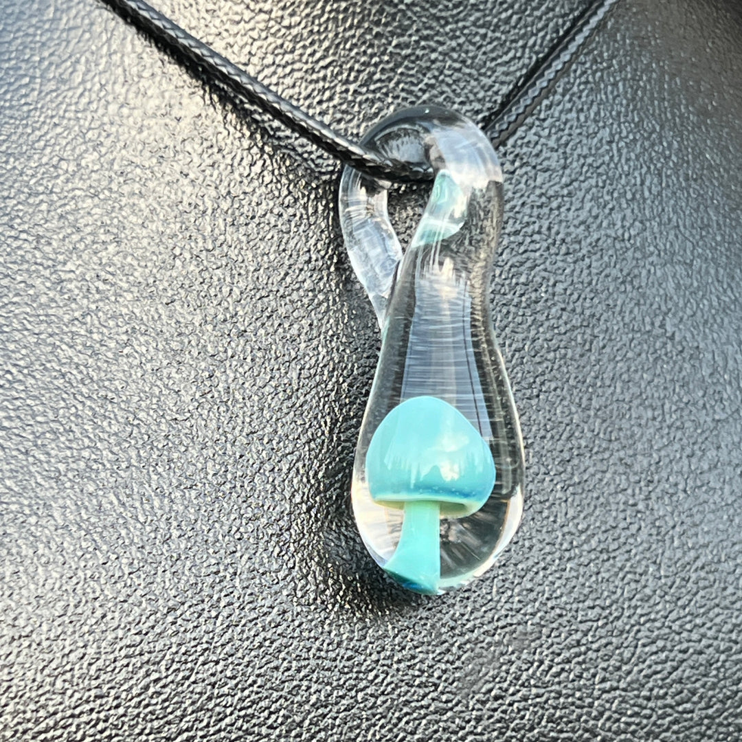 Blue Mushroom Drop Pendant Jewelry Beezy Glass   