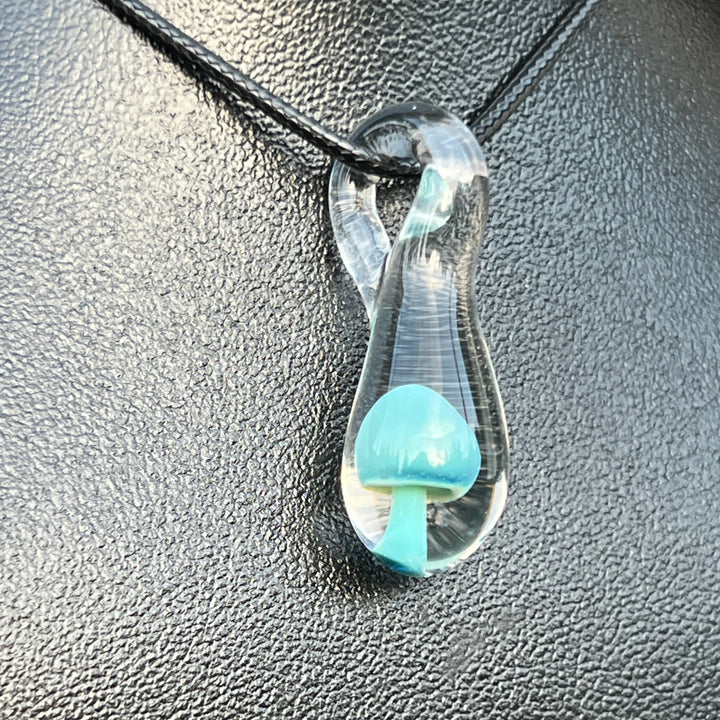 Blue Mushroom Drop Pendant Jewelry Beezy Glass   