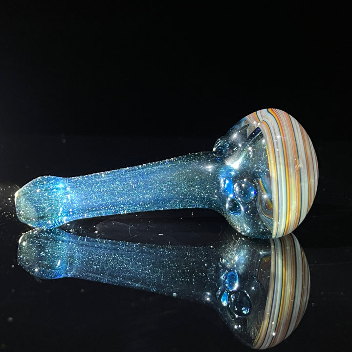 Blue Spiral Spoon Glass Pipe Dan Longden Glass   