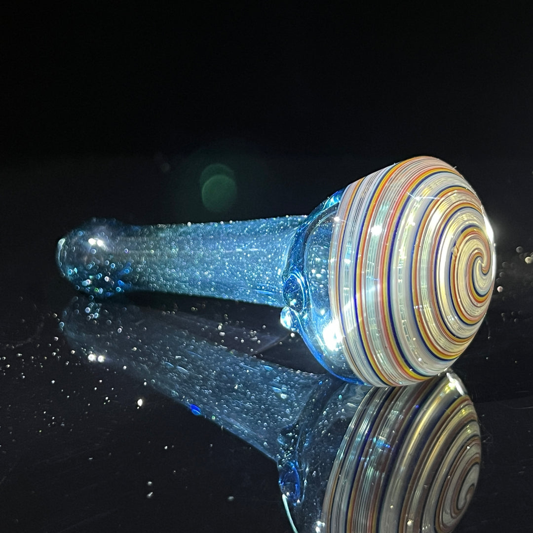 Blue Spiral Spoon Glass Pipe Dan Longden Glass   