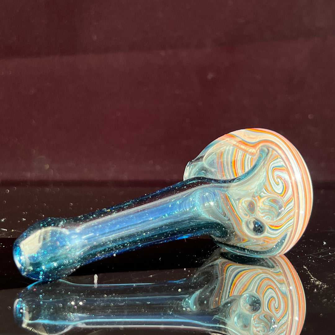 Blue Spiral Spoon Glass Pipe Dan Longden Glass   