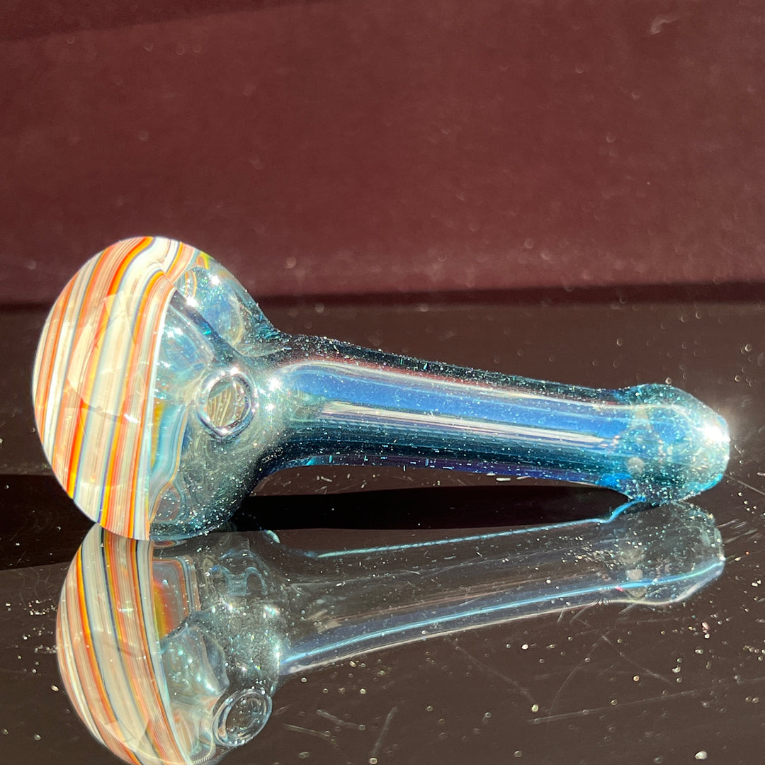 Blue Spiral Spoon Glass Pipe Dan Longden Glass   