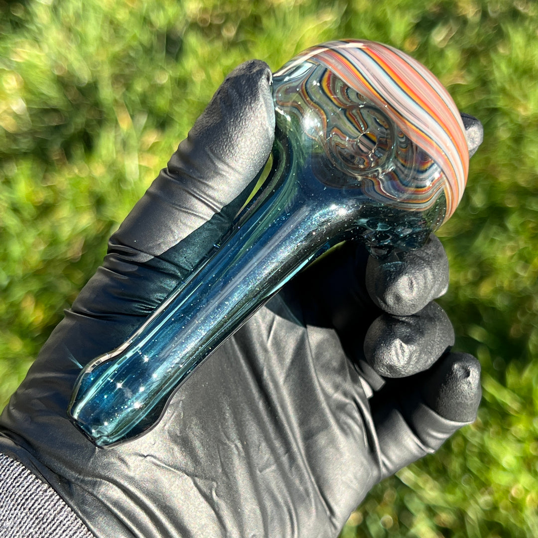 Blue Spiral Spoon Glass Pipe Dan Longden Glass   