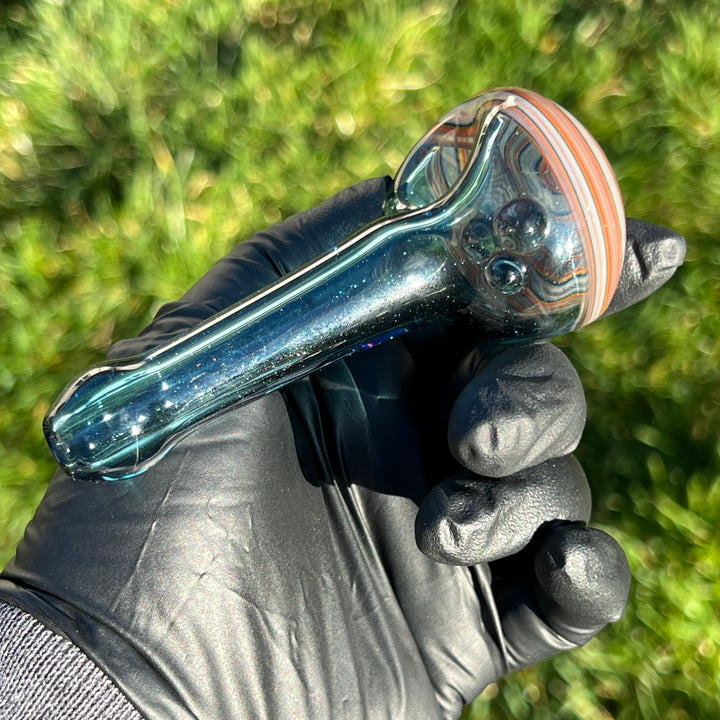 Blue Spiral Spoon Glass Pipe Dan Longden Glass   